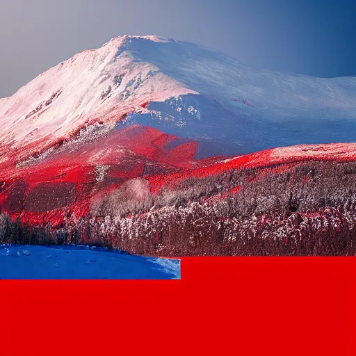 Image similar to an award - winning advertisement photo of a red vinyl, with a snowy mountain and ice, drammatic lighting, sigma 5 0 mm, ƒ / 8, behance