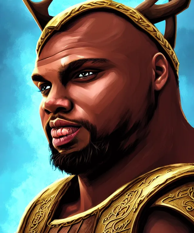 Prompt: fantasy comic style portrait of young charles barkley as a viking, digital illustration by ken taylor and sana takeda, hd, 4 k, intricate, highly detailed!!, character design, cover art, award winning