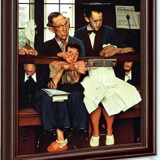 Prompt: the absurdity of yesterday by norman rockwell