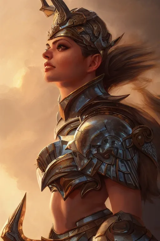 Image similar to amazon valkyrie athena, d & d, fantasy, portrait, highly detailed, headshot, digital painting, trending on artstation, concept art, sharp focus, illustration, art by artgerm and greg rutkowski and magali villeneuve