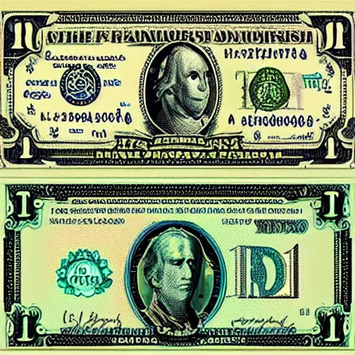 Image similar to fantasy art counterfeit money designs