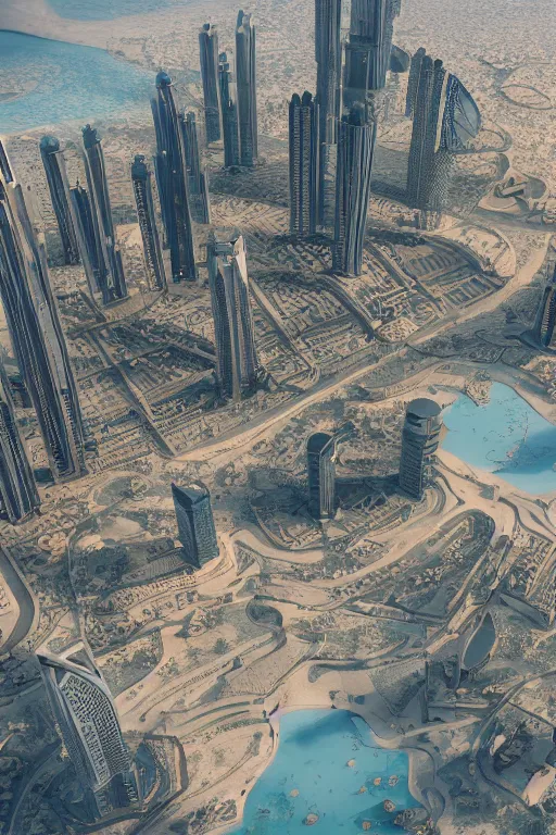 Image similar to dubai uae, rtx realistic, concept art, intricate details, highly detailed, photorealistic, octane render, 8 k