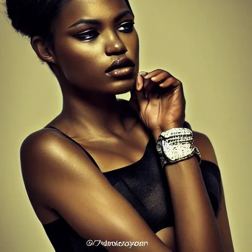 Image similar to black art, woman, beautiful, seductive, fashion editorial, realistic, intricate, detailed, sharp focus, photography, full body