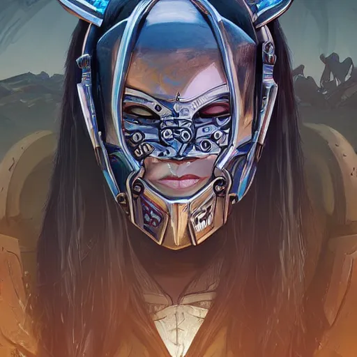 Image similar to cyberpunk viking helmet mask warrior goddess robot ninja fantasy, art gta 5 cover, official fanart behance hd artstation by jesper ejsing, by rhads, makoto shinkai and lois van baarle, ilya kuvshinov, ossdraws