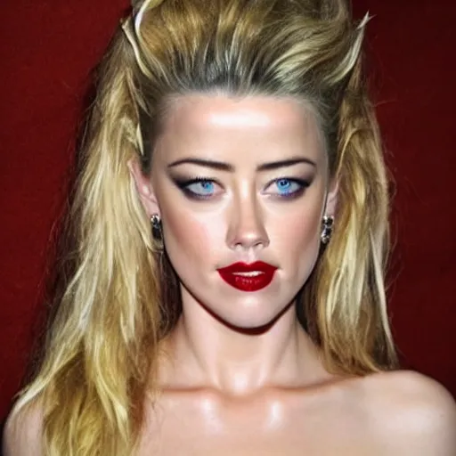 Image similar to a [ gourd ] carved shaped to look like ( amber heard ) face hybrid intercross