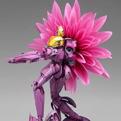 Prompt: futuristic pink nymphaea themed mecha waterlily upper body, sepals forming helmet, highly detailed, nymphaea, 8 k hd resolution, barbatos gundam with floral inlay, bandai box art, star wars, makoto kobayashi, frank gehry, raymond swanland