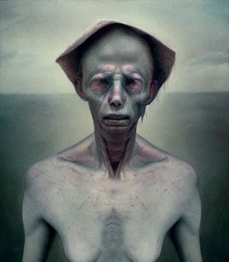 Image similar to a high quality, high detail, portrait by kyle thompson and zdzisław beksinski, fear of unknown