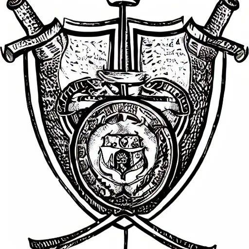 Image similar to coat of arms with Onion surrounded by swords