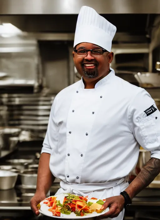 Image similar to portrait photo still of real life chef jerome mcelroy, 8 k, 8 5 mm, f. 1 4