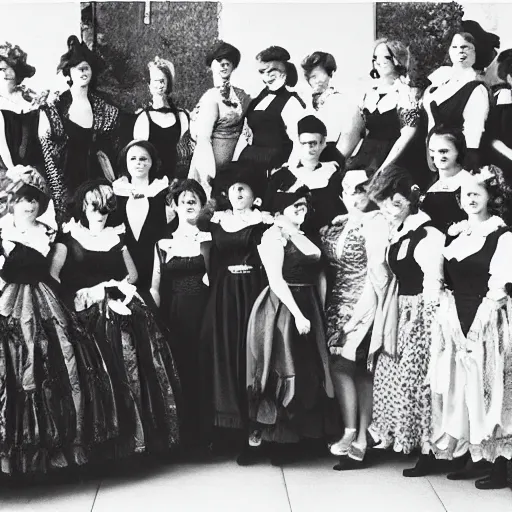 Image similar to large group of people wearing lolita dresses