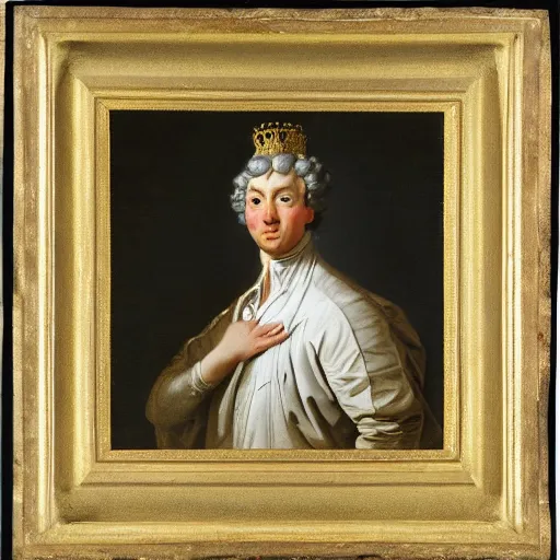 Image similar to A rococo portrait of Kaoleen as the King of Europe, by Jacques-Louis David, Réunion des Musées Nationaux, Louvre Catalogue photography
