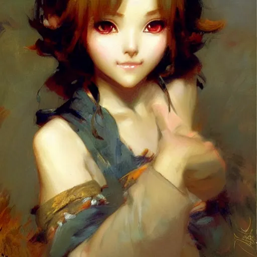 Image similar to cute anime girl faces, painting by charles lidderdale, gaston bussiere, craig mullins, j. c. leyendecker