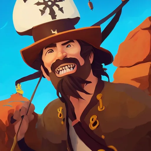 Image similar to painting jack the pirate on sea of thieves game avatar hero smooth face median photoshop filter cutout vector behance hd by jesper ejsing, by rhads, makoto shinkai and lois van baarle, ilya kuvshinov, rossdraws, illustration, art by ilya kuvshinov and gustav klimt