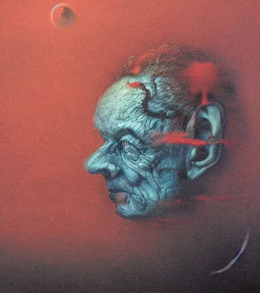 Prompt: A painting of Niziolowski in a style of Beksinski.