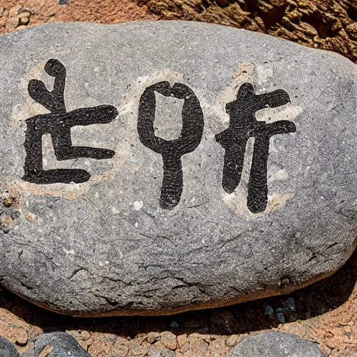 Image similar to ancient text on a rock, written in toki pona language