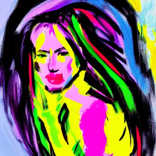 Prompt: A speed painting of a woman, vivid colours