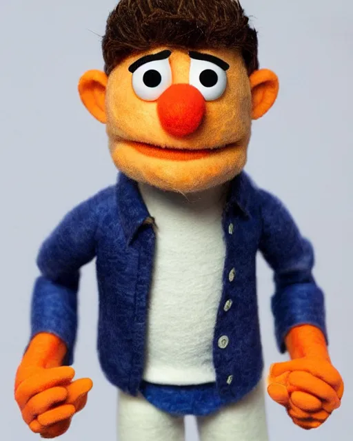 Image similar to john cena as a muppet. highly detailed felt. hyper real photo. 4 k.