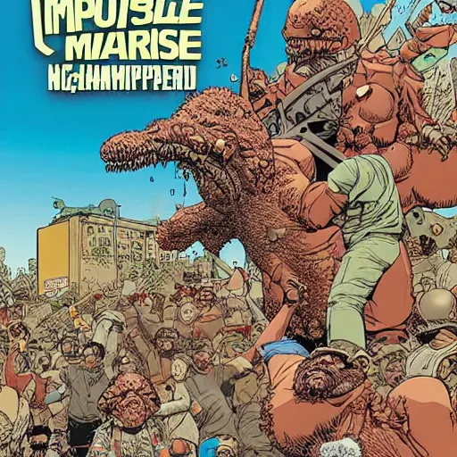 Prompt: an impossible nightmare beyond comprehension, very very detailed, by geof darrow and greg rutowski and bosch