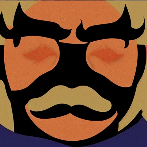 Image similar to mega mustache fire eyes cartoon