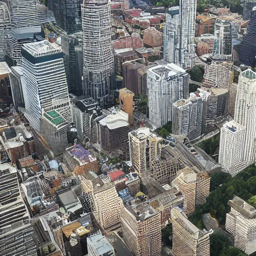 Prompt: aerial photograph of a cat the size of a building over a city.