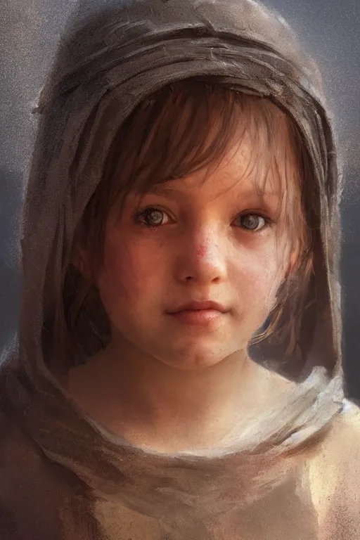 Image similar to medieval little girl, joyful, hope, close - up portrait, intricate, elegant, volumetric lighting, scenery, digital painting, highly detailed, artstation, sharp focus, illustration, concept art, ruan jia, steve mccurry