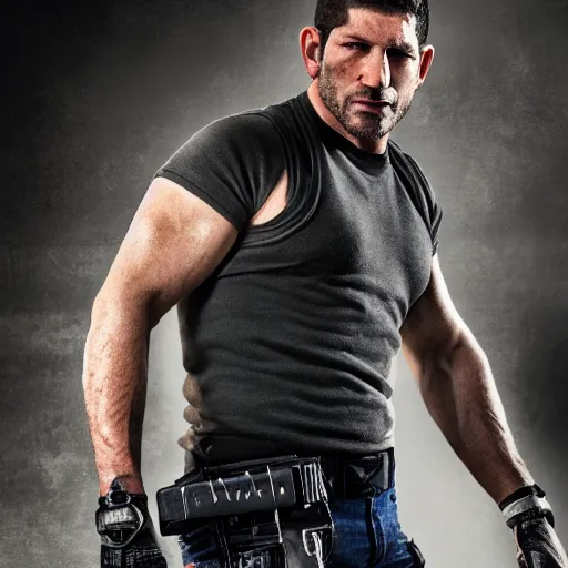 Prompt: john bernthal as chris redfield, 4 k, high detail, high - resolution photograph, professional photography, ultra - detail