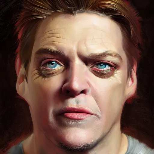 Prompt: uncanny valley portrait of jim breuer as a harpy, by jon mcnaughton zdzisław artstation