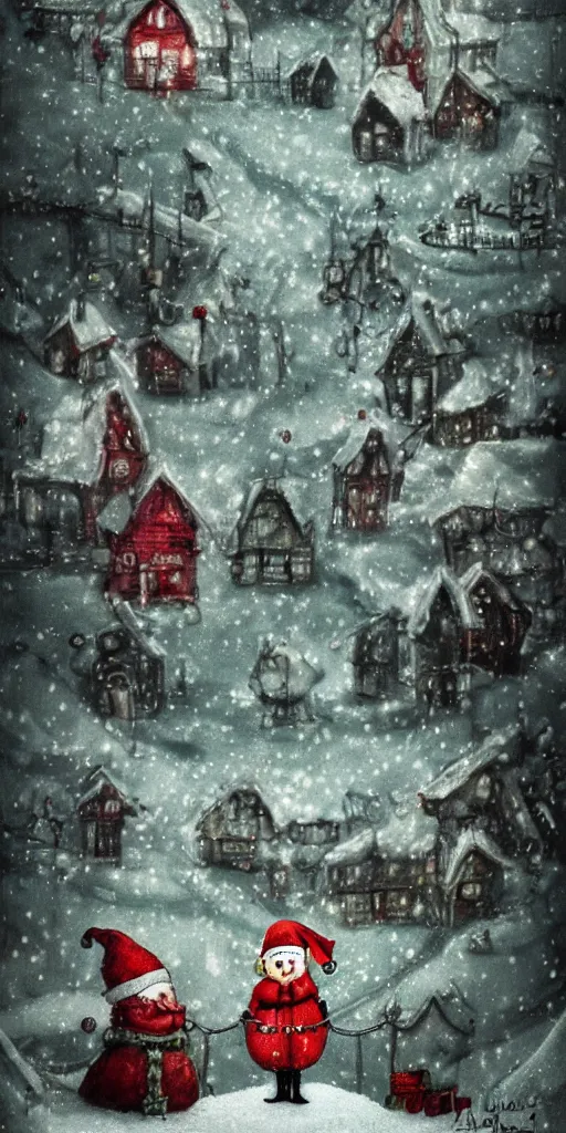 Prompt: a north pole christmas scene by alexander jansson