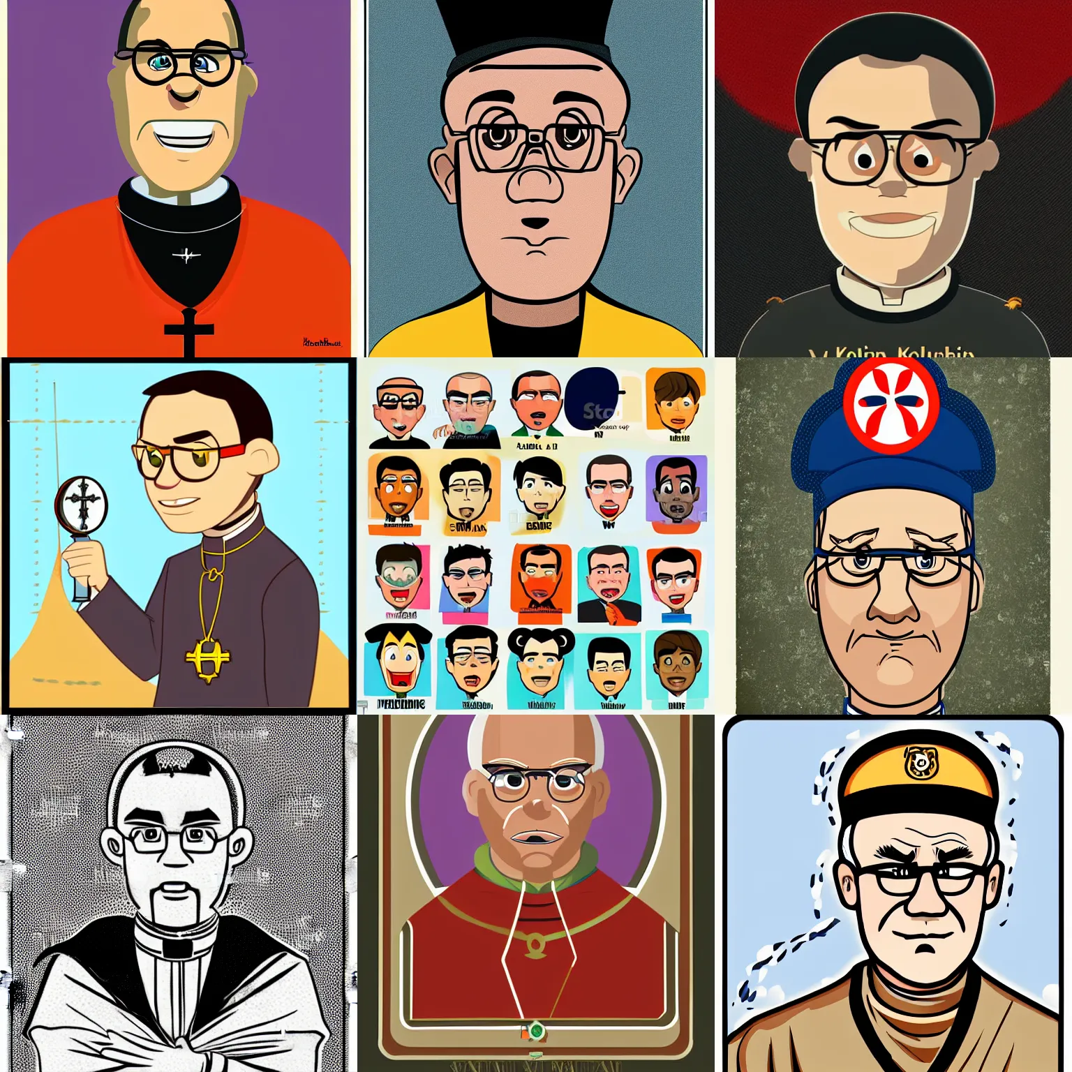 Prompt: vector art saint maximilian kolbe in the style of disney, pixar, pete docter, joe ranft, tom ruegger, butch hartman, ralph bakshi, john canemaker