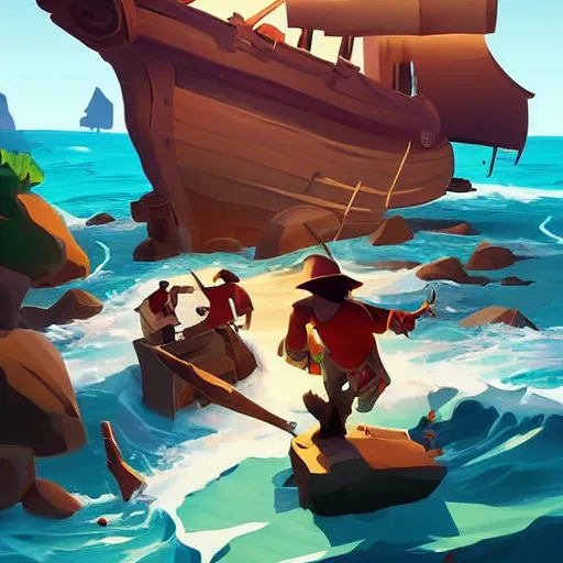 Image similar to painting treasure on sea of thieves game smooth median photoshop filter cutout vector, behance hd by jesper ejsing, by rhads, makoto shinkai and lois van baarle, ilya kuvshinov, rossdraws global illumination