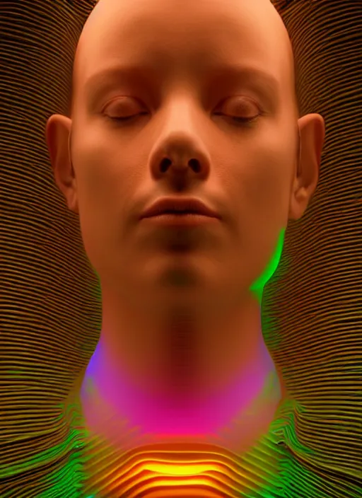 Prompt: highly detailed surreal vfx portrait of a 3 d head made of speaker stacks. 🔈 polyphonic pulse projections, liquid light, metallic, galactic, crystalline edges, elegant, centered hyperrealistic, octane render, inspired by james jean, okuda sam miguel, android jones, beeple, rhads nvidia raytracing demo, 8 k