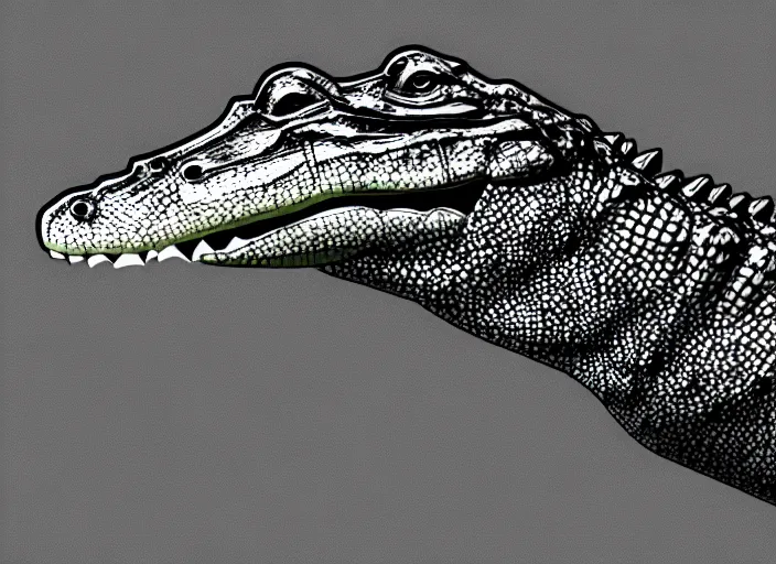 Image similar to an alligator wearing a vest, digital art, photorealistic