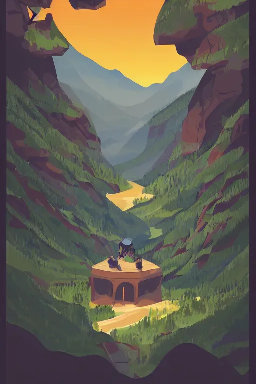 Image similar to mountaintop flat vector a storybook illustration trending on artstation