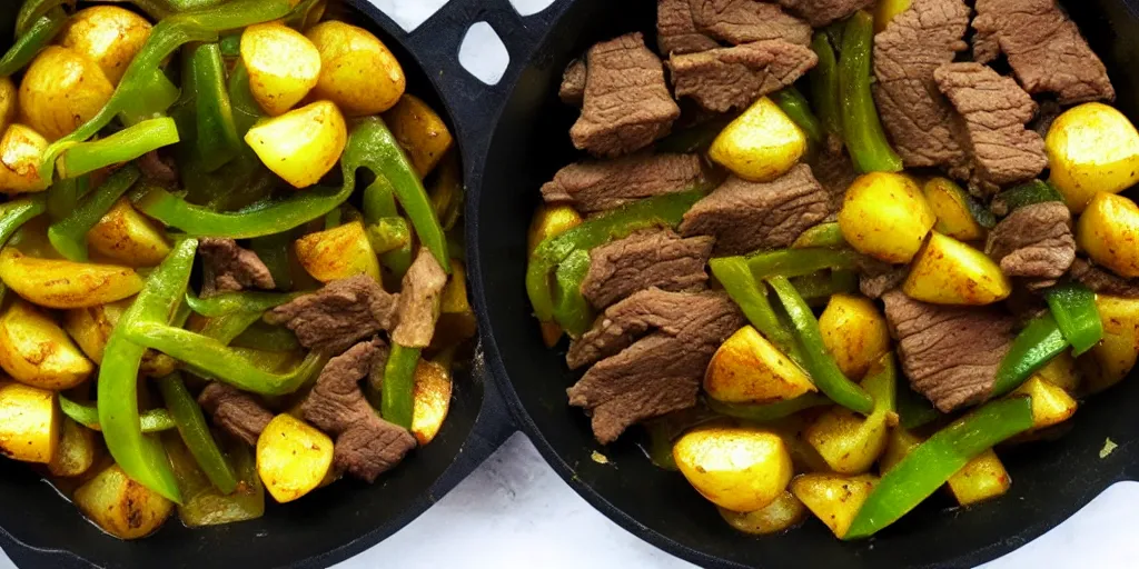 Image similar to curry beef onion potatoes green peppers