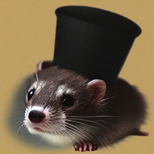 Image similar to “photograph of a ferret wearing a top hat and a monocle, high quality, hd, 8k”