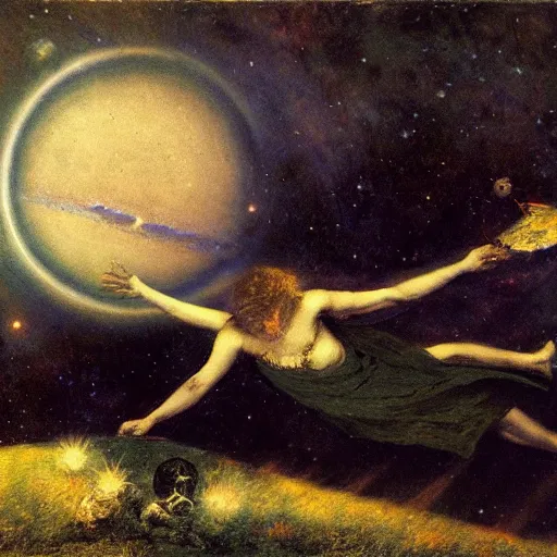 Prompt: Liminal space in outer space by Arnold Böcklin