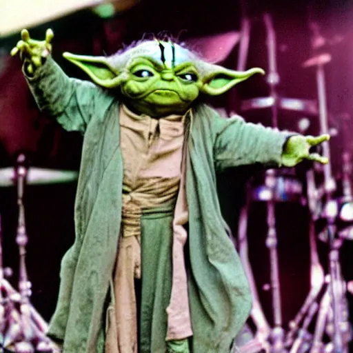 Image similar to yoda performing at woodstock