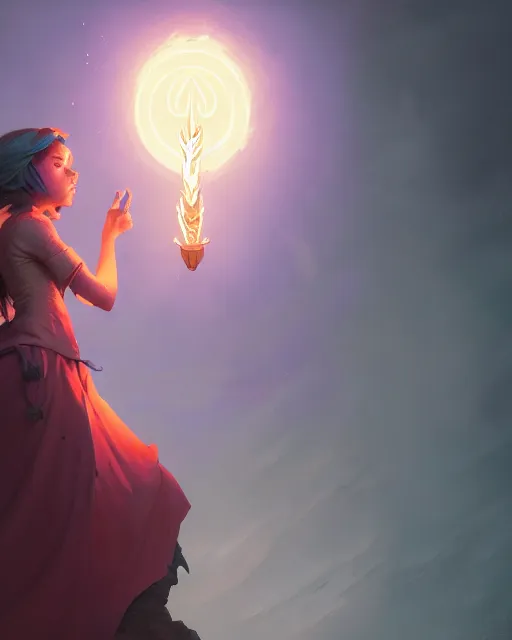 Image similar to highly detailed vfx portrait of an old mage casting a light spell, unreal engine, greg rutkowski, loish, rhads, beeple, makoto shinkai and lois van baarle, ilya kuvshinov, rossdraws, tom bagshaw, alphonse mucha, global illumination, detailed and intricate environment