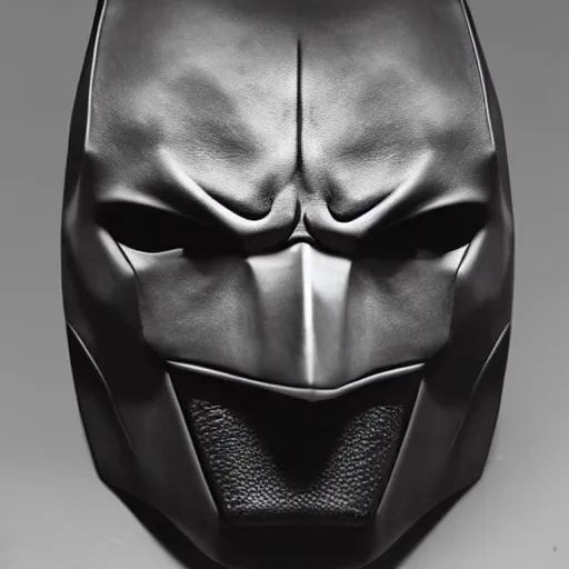 Image similar to batman mask, luxury leather, symmetrical, luxury item showcase, studio lighting