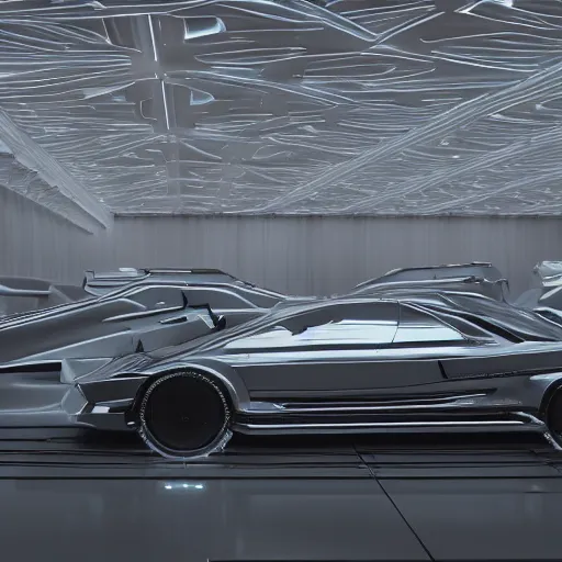 Image similar to full lenght sci-fi cars in the coronation of napoleon painting by Jacques-Louis David in the blade runner 2049 film and point cloud in the middle and everything in form of zaha hadid architects artwork by caravaggio unreal engine 5 keyshot octane lighting ultra high detail ultra hyper realism 8k 16k in plastic dark tilt shift full-length view
