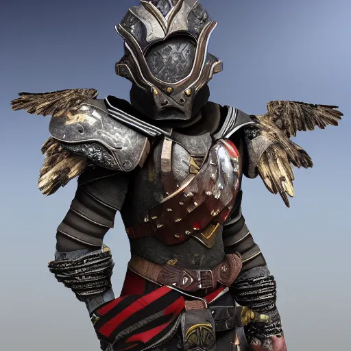 Image similar to warrior with falcon themed armour, 4k