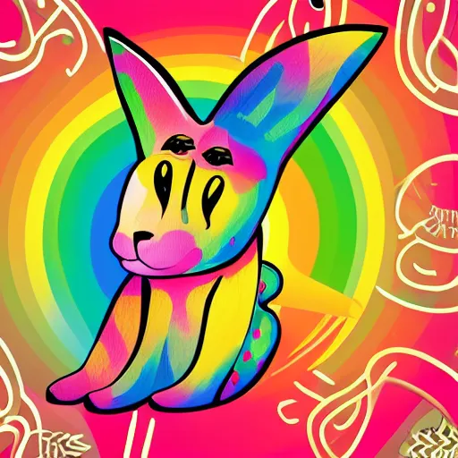 Prompt: portrait friendly cute happy stylish realistic rainbow animal from africa. background in the style of art nouveau. lively. colorful. hd.
