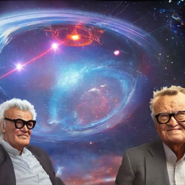 prompthunt: a sci - fi hologram of harry caray in space, universe