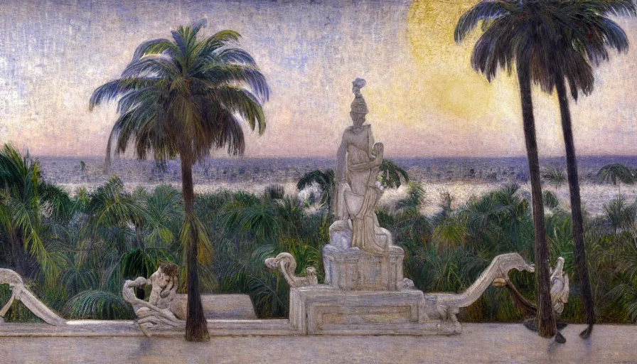 Prompt: a ultradetailed beautiful painting of the night sky of the amazonas palace balustrade designed by jules bastien - lepage, tarsila do amaral, frank weston and gustave baumann, beach, trending on artstation, mediterranean, palm trees, sharp focus, giant greek columns, soft light, 8 k 4 k