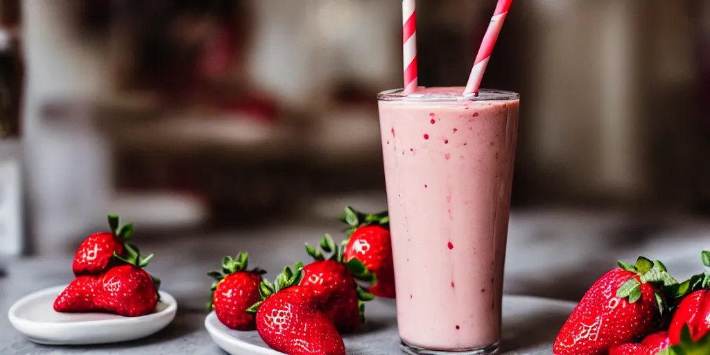 Image similar to strawberry milkshake, bar menu, canon eos r 3, f / 1. 4, iso 2 0 0, 1 / 1 6 0 s, 8 k, raw, unedited, symmetrical balance, in - frame