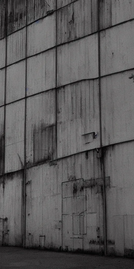 Image similar to «realistic warehouse deep sad blow wind plastic metal walls gloomy dark texture violence ignorance guilty end»