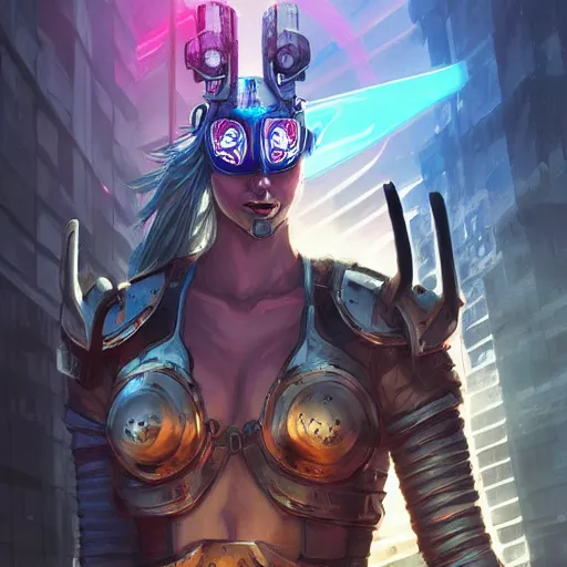 Image similar to cyberpunk viking helmet mask warrior goddess robot ninja fantasy, art gta 5 cover, official fanart behance hd artstation by jesper ejsing, by rhads, makoto shinkai and lois van baarle, ilya kuvshinov, ossdraws