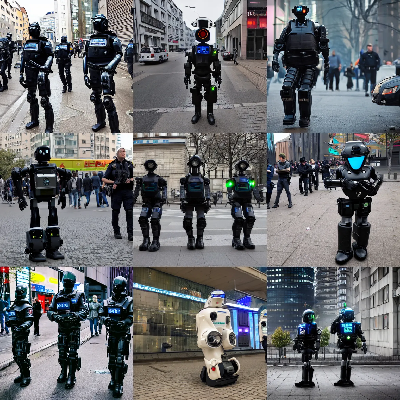 Prompt: Cyberpunk police robots invading berlin