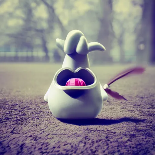 Image similar to a big head Moomin, two tiny horns, 3D art, Finnish green, Baymax style, sweetness, technology, futurism, kawaii, Marina Dieul, Monchhich, Kristina Shablina, 8K