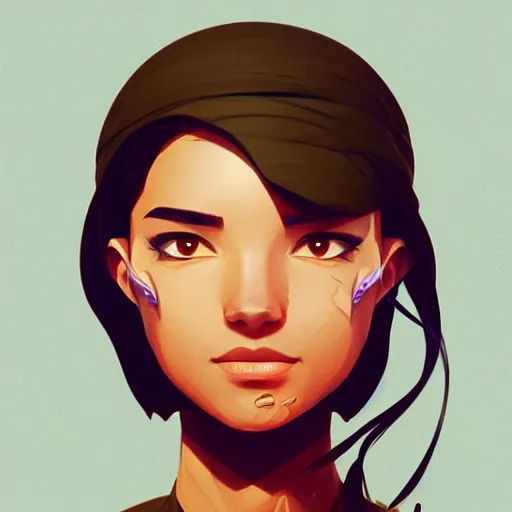 Image similar to desert soldier, smooth face, centered, solid bacgkround, median photoshop filter cutout vector behance, hd by artgerm, jesper ejsing, by rhads, makoto shinkai and lois van baarle, ilya kuvshinov, rossdraws, illustration, art by ilya kuvshinov and gustav klimt